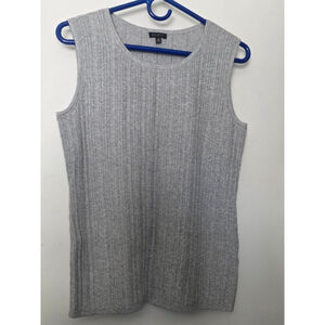 Women's TALBOTS Silver Ribbed Knit Tank Top M